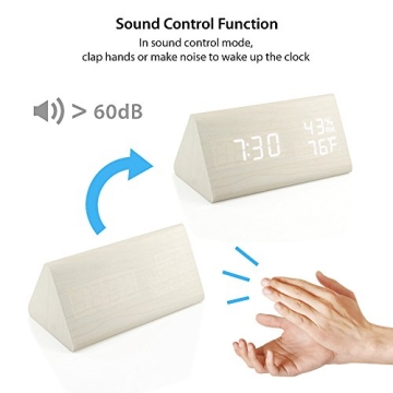 OCT17 Wooden Alarm Clock - Smart LED Digital Design