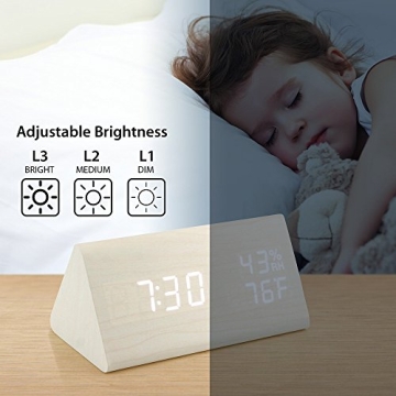 OCT17 Wooden Alarm Clock - Smart LED Digital Design