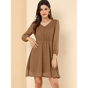 Allegra K Swiss Dots Elegant Dress - Perfect Fit & Style