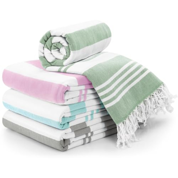 Utopia Towels - 4 Pack Turkish Beach Towel (40 x 72 Inches) - 100% Cotton Oversized Sand Free Lightw...