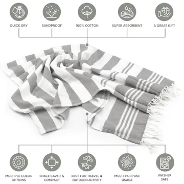 Utopia 4 Pack Lightweight Turkish Beach Towels for Summer