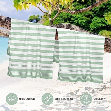 Utopia 4 Pack Lightweight Turkish Beach Towels for Summer