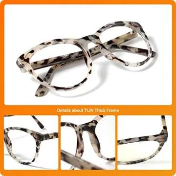 TIJN Blue Light Glasses for Women and Men, Oversized Frame, Anti Eyestrain Clear Computer Gaming Blue Blocker Glasses (Tortoise Shell)