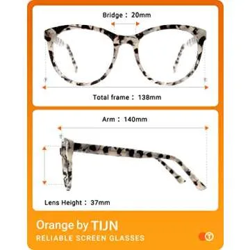 TIJN Blue Light Glasses for Women and Men, Oversized Frame, Anti Eyestrain Clear Computer Gaming Blue Blocker Glasses (Tortoise Shell)