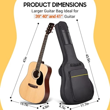 CAHAYA 41 Inch Acoustic Guitar Bag with Thick Padding