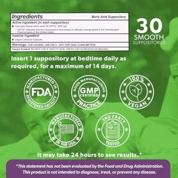 Intimate Rose Boric Acid Suppositories - Manages Odor - Promote pH Balance for Women Vaginal-Health - 30-Count Medical Grade Boric Acid (600mg)