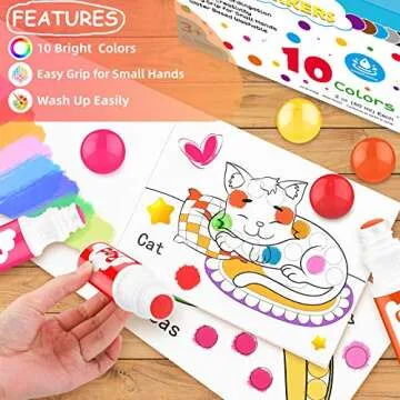 Easter Basket Stuffers, Soucolor Washable Dot Markers Easter Gifts for Toddlers Kids Preschool, 10 Colors 2 oz Bingo Daubers Paint Markers Set with 48 Pages Tearable Activity Book for Toddler Art Kits
