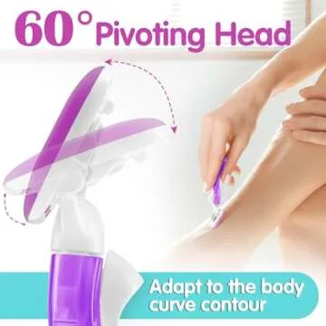 DreamGenius Travel Razors for Women Include 1 Handle and 2 Cartridges, Extra Smooth 5-Blade Travel Essentials Razor with Case for Shaving, Purple