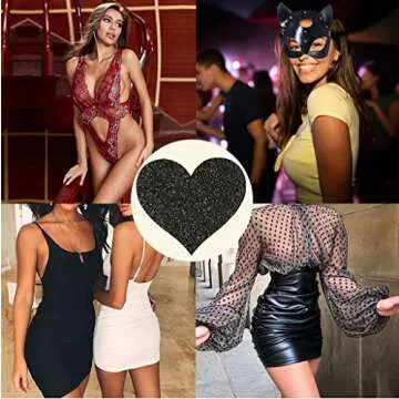 IKAXON Self adhesive nipple covers -Pasties Breast Petals for Women Lingerie Grade Adhesive Waterproof (All Black, 10)