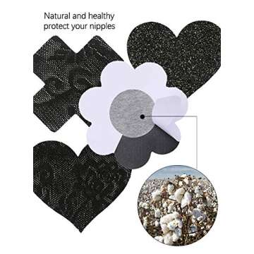 IKAXON Self adhesive nipple covers -Pasties Breast Petals for Women Lingerie Grade Adhesive Waterproof (All Black, 10)
