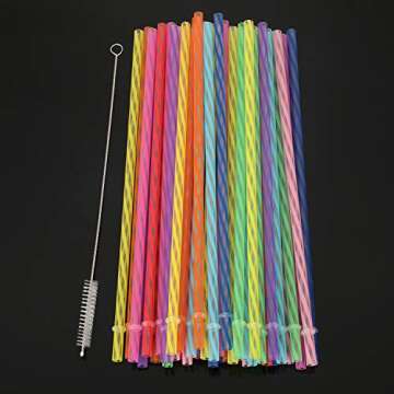50 Pcs 11 Inch Reusable Hard Plastic Drinking Straws for Tumblers Mason Jars Milkshakes Smoothies Cl...