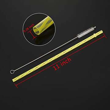 50 Pcs 11 Inch Reusable Hard Plastic Drinking Straws for Tumblers Mason Jars Milkshakes Smoothies Clear Reusable Plastic Straws with Cleaning Brush