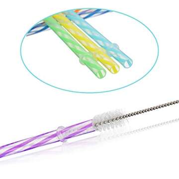 50 Pcs 11 Inch Reusable Hard Plastic Drinking Straws for Tumblers Mason Jars Milkshakes Smoothies Clear Reusable Plastic Straws with Cleaning Brush