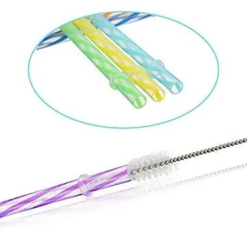 50 Pcs 11 Inch Reusable Hard Plastic Drinking Straws for Tumblers Mason Jars Milkshakes Smoothies Clear Reusable Plastic Straws with Cleaning Brush