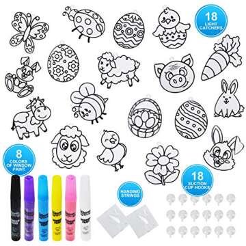 Klever Kits 18 Pcs Easter Suncatchers Crafts Set for Kids Art & Home School Activities