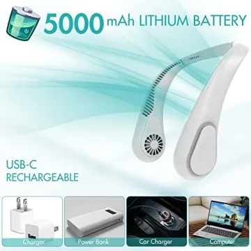 COMLIFE Bladeless Neck Fan with 5000mAh Battery for All