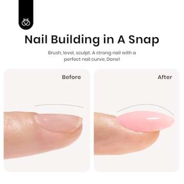 Beetles Builder Gel 15ML, 7 in 1 Builder Strengthener Gel Translucent Pink Nude Gel Nail Extension Brush in Bottle UV Gel Nail Polish, No Slip Solution Need Base Gel Needed