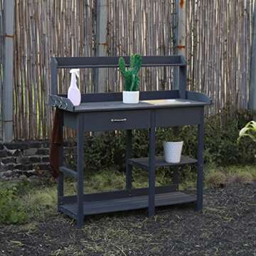 VEIKOUS Potting Bench with Removable Sink and Storage