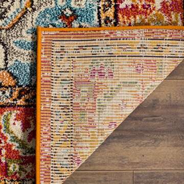 SAFAVIEH Monaco Collection Runner Rug - 2'2" x 8', Orange & Light Blue, Boho Chic Medallion Distressed Design, Non-Shedding & Easy Care, Ideal for High Traffic Areas in Living Room, Bedroom (MNC243H)
