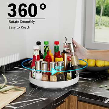 Ovicar Lazy Susan Cabinet Organizer - 11 inch Metal Turntable Lazy Susan for Kitchen Spice Rack Pant...