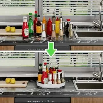 Ovicar Lazy Susan Cabinet Organizer - 11 inch Metal Turntable Lazy Susan for Kitchen Spice Rack Pantry Cupboard Bathroom Countertop Refrigerator Table Storage, White