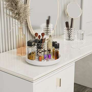 Ovicar Lazy Susan Cabinet Organizer - 11 inch Metal Turntable Lazy Susan for Kitchen Spice Rack Pantry Cupboard Bathroom Countertop Refrigerator Table Storage, White