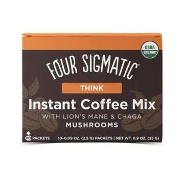 Four Sigmatic Foods Instant Mushroom Coffee Mix (Pack of 2) With Coffee Powder, Chaga, Lion's Mane and Rhodiola, 10 Count Each