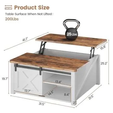 SEDETA 31.5" Lift Top Coffee Table with Large Hidden Storage Compartment