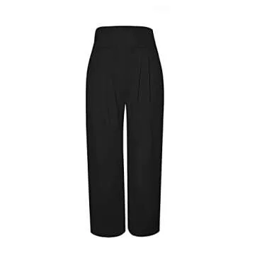 NRTHYE Womens Palazzo Long Pants High Waist Wide Leg Stretchy Loose Fit Casual Trousers with Pocket