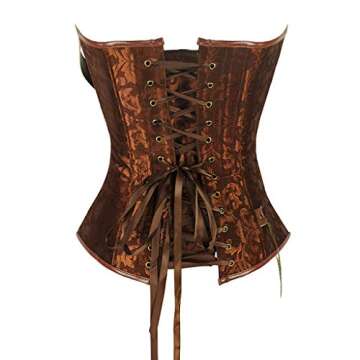 Lutos Women's Steampunk Gothic Rock Lace Up Corset Top Retro Waist Cincher Basque Bustier Coffee