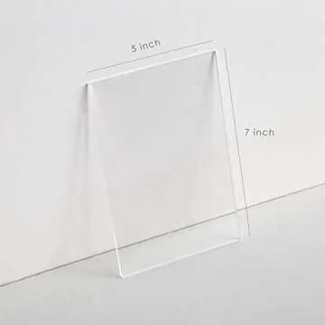 UNIQOOO 10 Pack Clear Blank Acrylic Sign Acrylic Wedding Table Numbers, 5 x 7 in, DIY Acrylic Sheet for for Wedding Table Number Holder, Table Display Stand Signs for Party Events, Office(Base not Included)