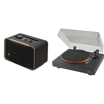 JBL Authentics 200 Retro Style Smart Home Speaker & Bluetooth Turntable Bundle with AptX-HD