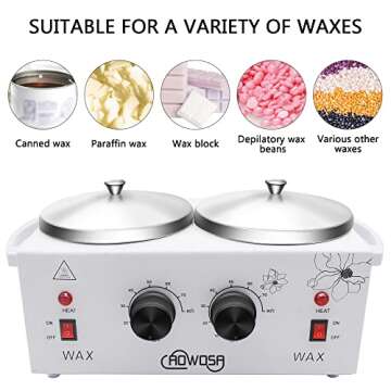 Double Wax Warmer Professional Electric Wax Heater Machine for Hair Removal, Dual Wax Pot Paraffin F...
