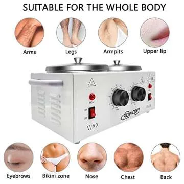 Double Wax Warmer Professional Electric Wax Heater Machine for Hair Removal, Dual Wax Pot Paraffin Facial Skin Body SPA Salon Equipment with Adjustable Temperature Set
