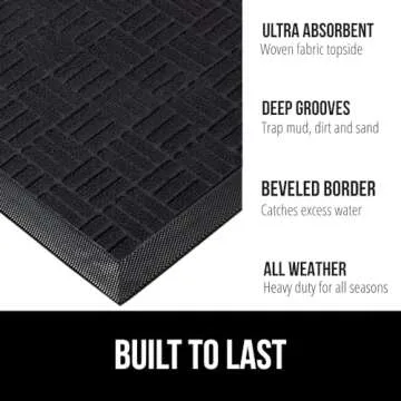 Gorilla Grip 100% Waterproof All-Season WeatherMax Doormat, 72x24 Runner, Durable Natural Rubber, St...