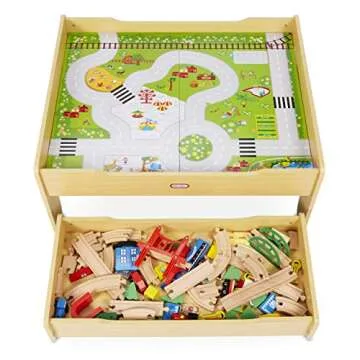 Little Tikes Wooden Train Table with 80+ Colorful Pieces