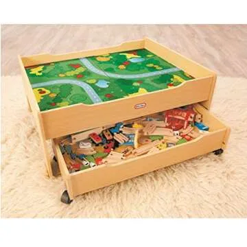 Little Tikes Wooden Train Table with 80+ Colorful Pieces