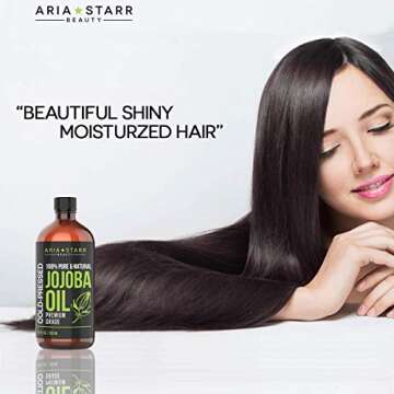 Aria Starr Jojoba Oil (4oz) - 100% Pure All Natural For Face, Hair Oil, Beard Oil, Hair Moisturizer, Dry Scalp Treatment - Excellent Carrier Oil For Aromatherapy Essential Oils