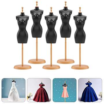 EXCEART 5pcs Plastic Doll Dress Form Doll Model Stand Mannequin Stand Racks Dress Form Girl Plastic ...