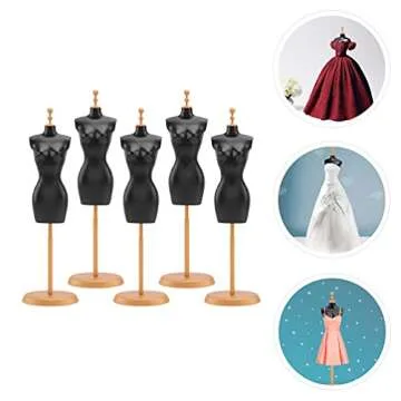 EXCEART 5pcs Plastic Doll Dress Form Doll Model Stand Mannequin Stand Racks Dress Form Girl Plastic Demountable Display Support Doll Accessories (Black)