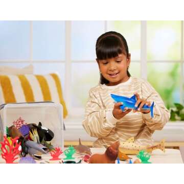 Terra by Battat – 60 Pcs Marine World – Realistic Ocean Animals Toys – Plastic Sea Animal Figu...