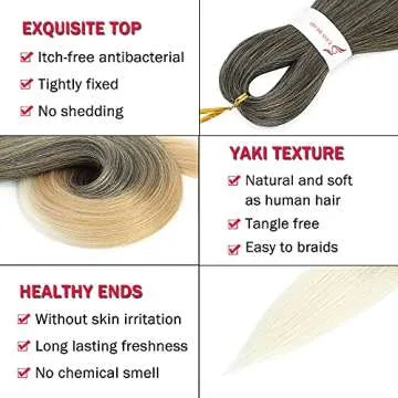 Pre Stretched Braiding Hair Ombre Brown Blonde 36 Inch 8 Packs Long Braids Itch Free Hot Water Setting Synthetic Fiber Yaki Texture Crochet Braiding Hair Extensions for Women