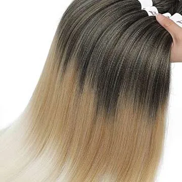 Pre Stretched Braiding Hair Ombre Brown Blonde 36 Inch 8 Packs Long Braids Itch Free Hot Water Setting Synthetic Fiber Yaki Texture Crochet Braiding Hair Extensions for Women