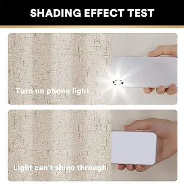 PrinceDeco Natural Linen Curtains 100% Blackout Linen Curtains for Bedroom Full Blackout Curtains 84 Inches Long Living Room Thermal Insulated Light Blocking Curtain Drapes White Backing, 2 Panels