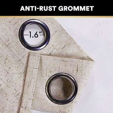 PrinceDeco Natural Linen Curtains 100% Blackout Linen Curtains for Bedroom Full Blackout Curtains 84 Inches Long Living Room Thermal Insulated Light Blocking Curtain Drapes White Backing, 2 Panels