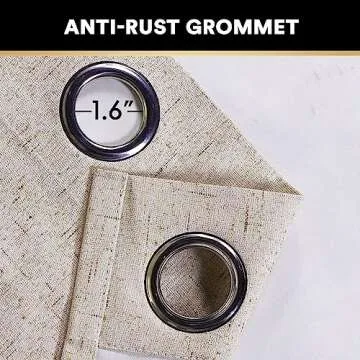 PrinceDeco Natural Linen Curtains 100% Blackout Linen Curtains for Bedroom Full Blackout Curtains 84 Inches Long Living Room Thermal Insulated Light Blocking Curtain Drapes White Backing, 2 Panels