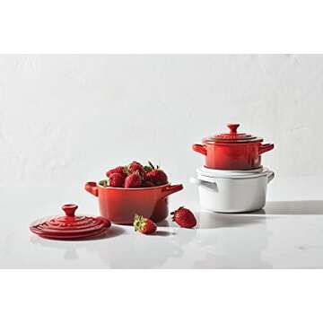 Le Creuset Stoneware Mini Round Cocotte, 14 oz., Cerise