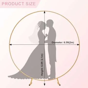 IDAODAN Round Backdrop Stand, 6.9ft(2.1m) Golden Circle Balloon Arch Backdrop Round Balloon Arch Stand Circle Arch Round Arch for Wedding Baby Shower Birthday Photo Background Supplies Decorations