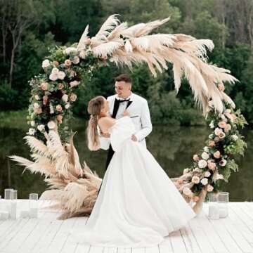 IDAODAN Round Backdrop Stand, 6.9ft(2.1m) Golden Circle Balloon Arch Backdrop Round Balloon Arch Stand Circle Arch Round Arch for Wedding Baby Shower Birthday Photo Background Supplies Decorations