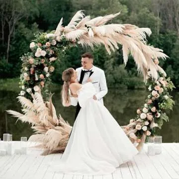 IDAODAN Round Backdrop Stand, 6.9ft(2.1m) Golden Circle Balloon Arch Backdrop Round Balloon Arch Stand Circle Arch Round Arch for Wedding Baby Shower Birthday Photo Background Supplies Decorations